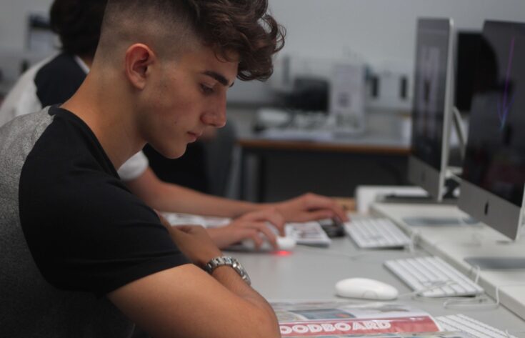 Students using computers