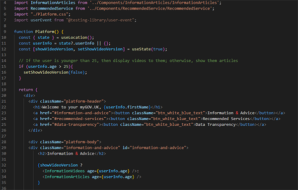 Screenshot of the source code for Harry's project.