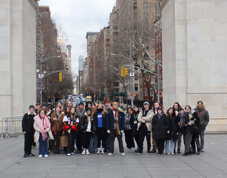 Photograph of a group of Media students visiting New York