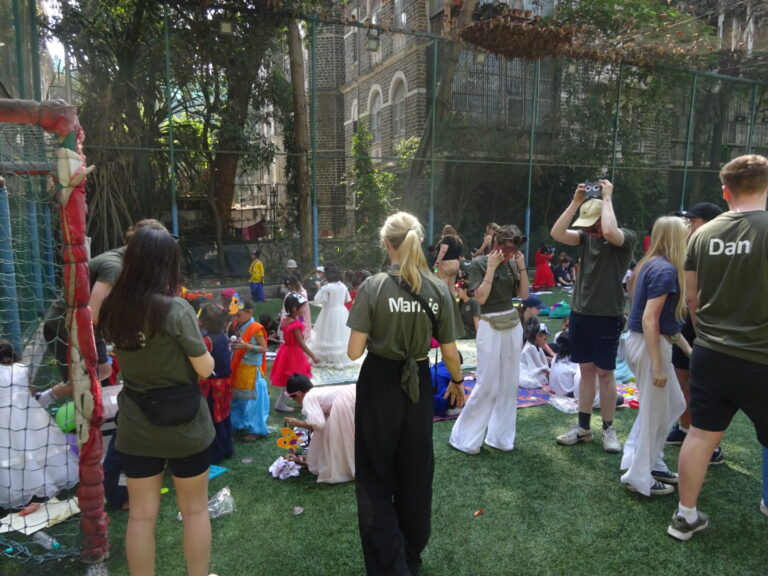 Photograph of students on a visit to a school in Mumbai