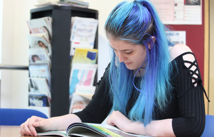 Photograph of a Psychology student studying