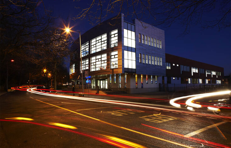 Photograph of Aquinas college in the dark