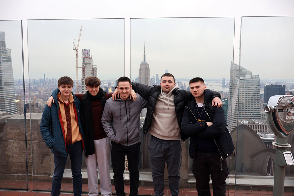 Students at the top of the rock.