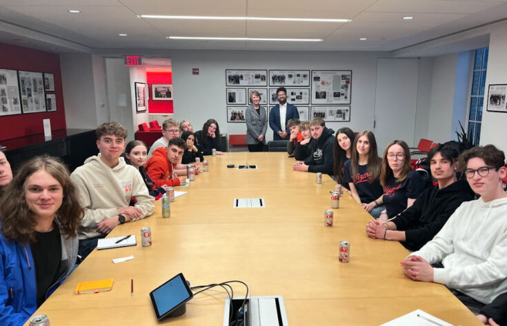 Group photograph of students visiting the New York times