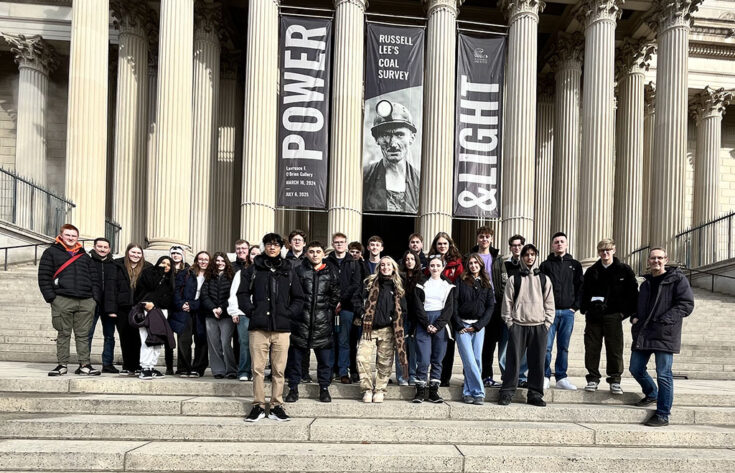 Photograph of a group of students outside a gallery in Washington